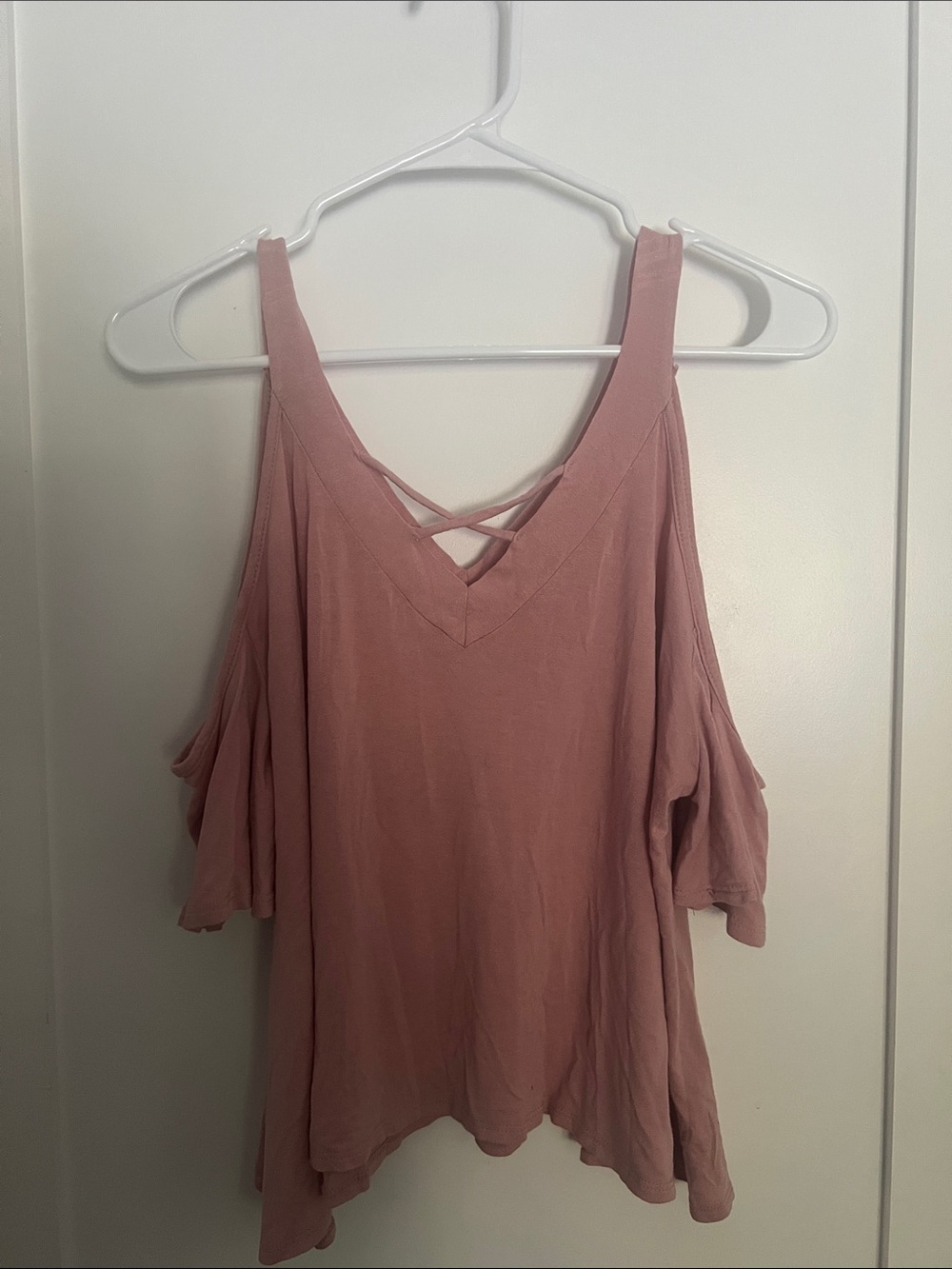 Mind Code Mauve Cold-Shoulder V-Neck Camisole